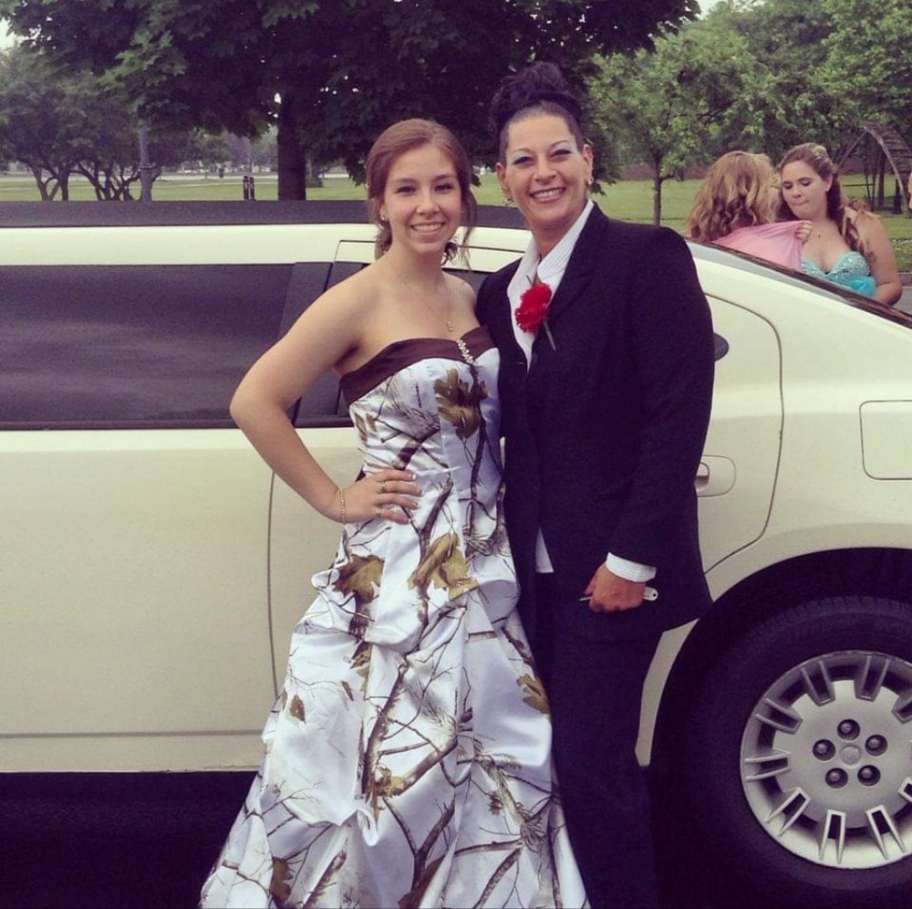 White Camo prom dress